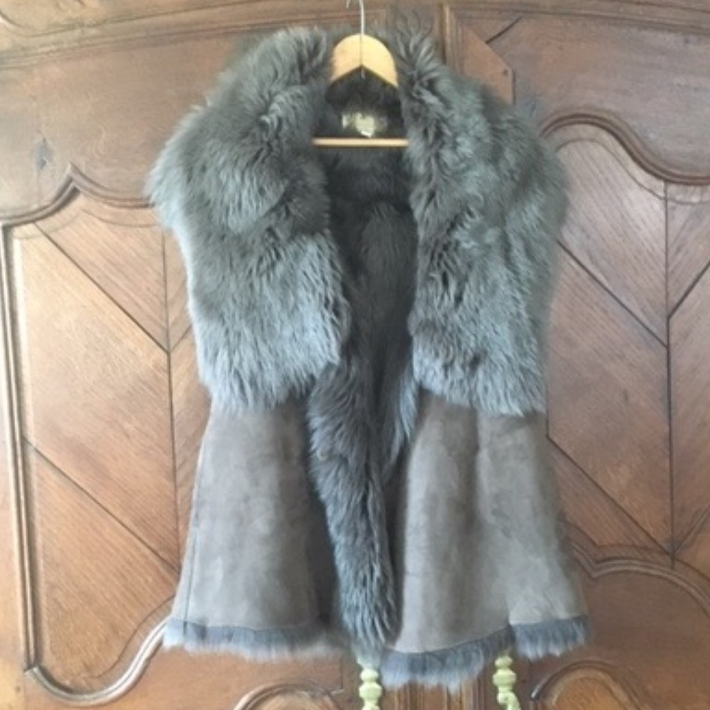 Nigel Preston&Knight Taupe Shearling Vest Sz Med